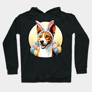 Basenji with Bunny Ears Celebrates Easter Festivities Hoodie